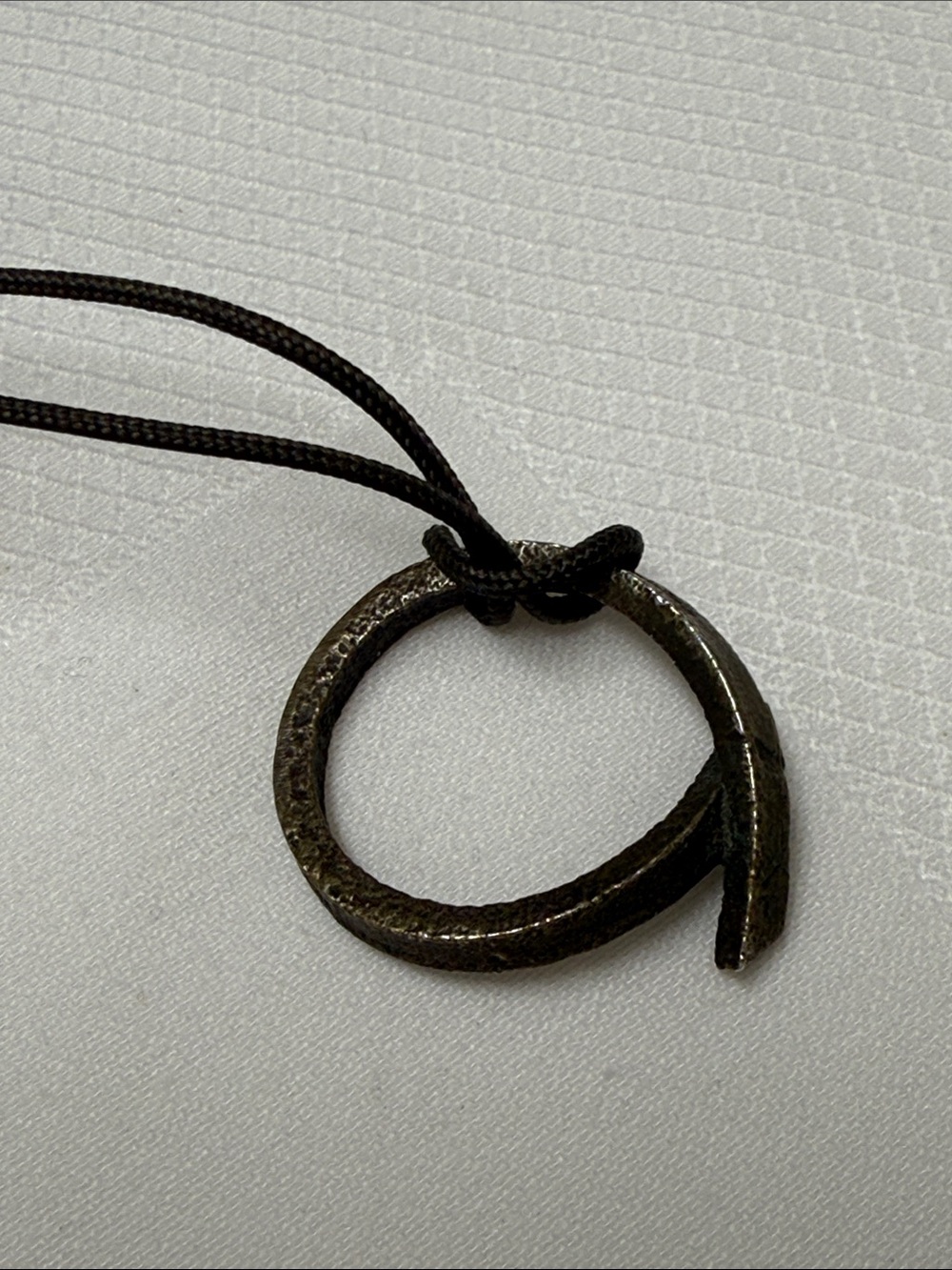 Catherine Zadeh Silver Donut Pendant with Black Cord
